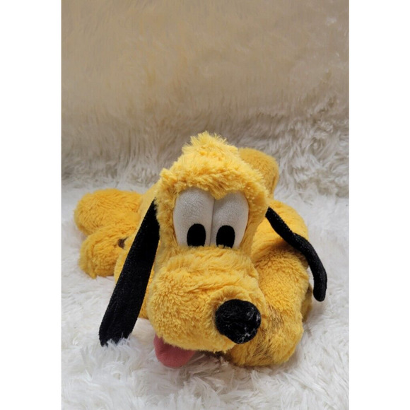 Disney Parks Pluto Yellow Dog Laying Down 14" Stuffed Plush Animal READ - Picture 1 of 6